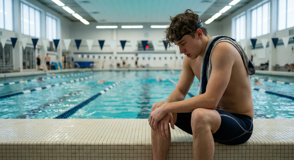 سباح سريع يقوم بحركة رشيقة على حوض السباحة
